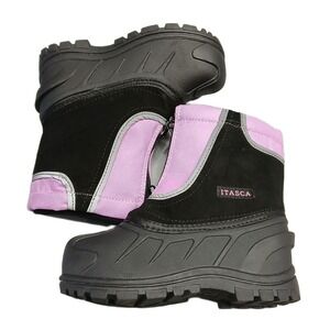 Itasca Snow Stomper Pac Boots Girls Size 12 Multi Leather Reflective Trim Zip Up